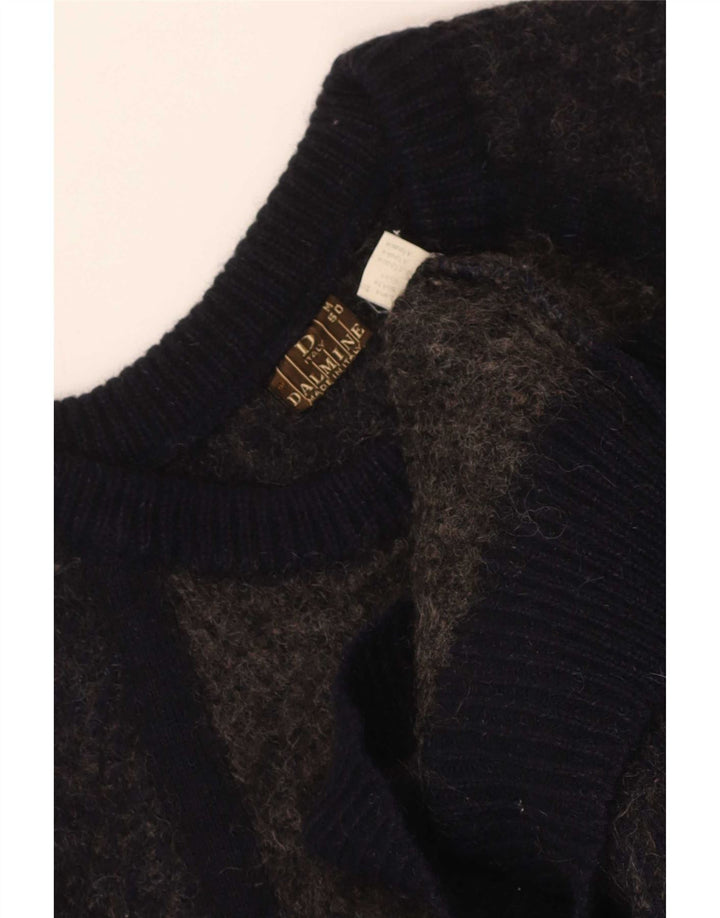 DALMINE Herren-Pullover mit Rundhalsausschnitt IT 50 Mittelgraue Colourblock-Wolle