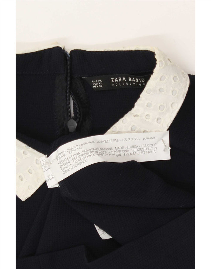 Zara Damen Etuikleid UK 18 XL Marineblau Polyester