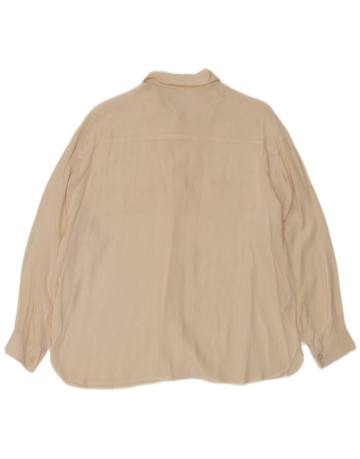 VINTAGE Damen Hemd UK 12 Medium Off White
