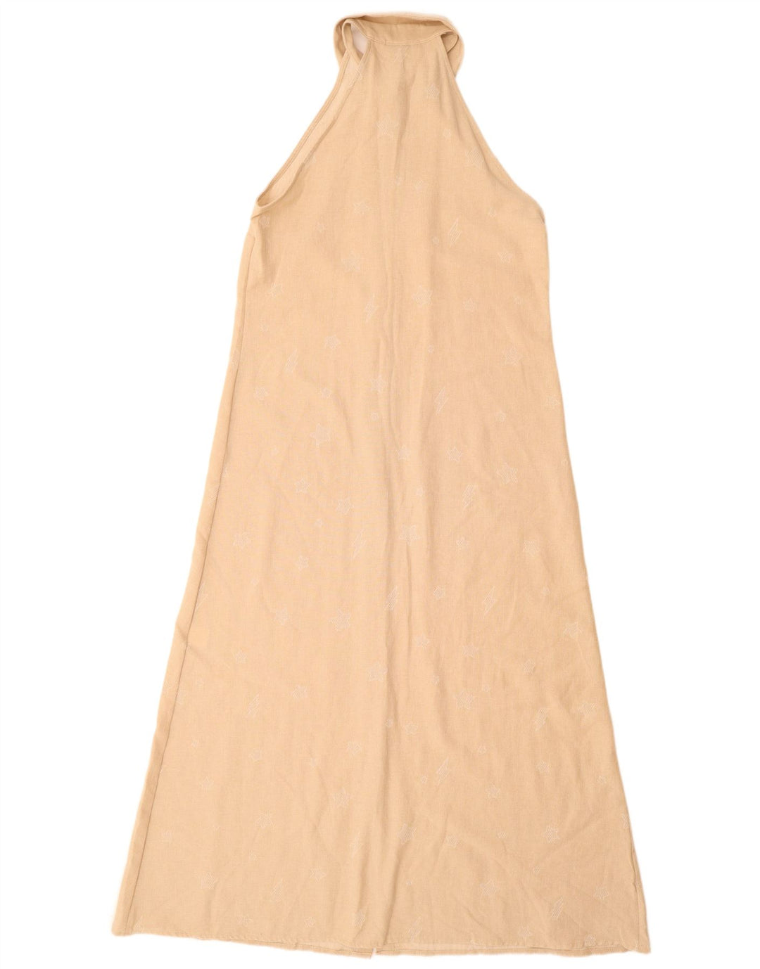 KIKISIX Damen-Maxikleid mit abstraktem Muster, ärmellos, Gr. 14, Mittelbeige
