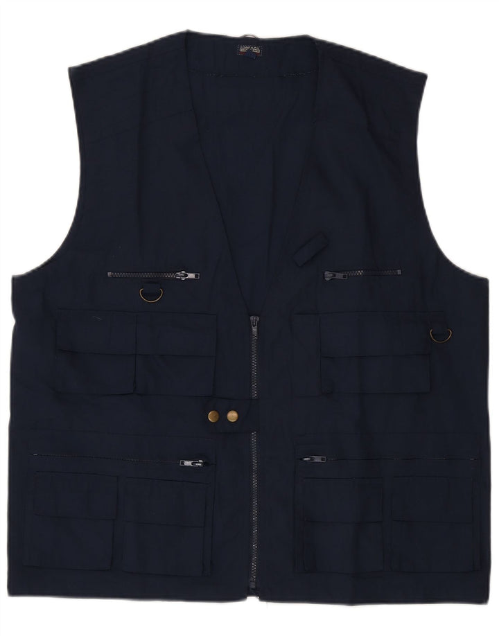 Vintage Herren Utility Gilet UK 42 XL Marineblau Polyester