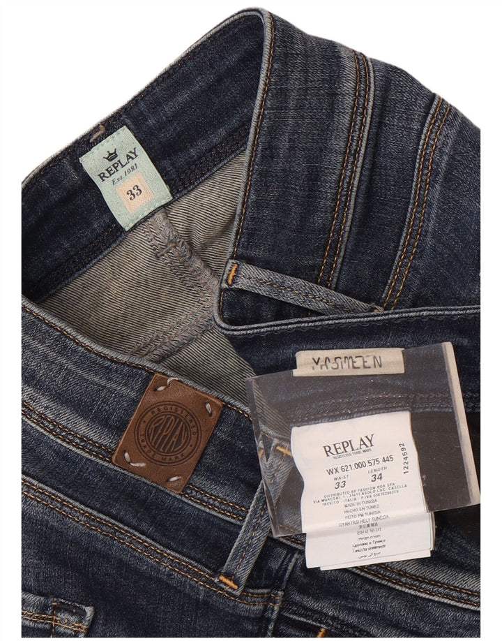 Replay Damen Slim Jeans W33 L34 Blaue Baumwolle