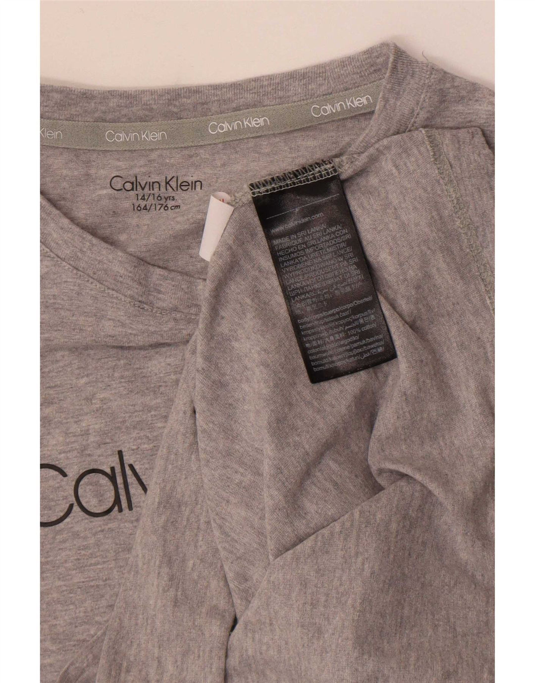 Calvin Klein Jungen Regular Graphic Top Langarm 14–15 Jahre graue Baumwolle
