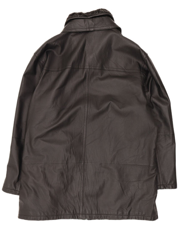 Vintage Herren Ledermantel UK 44 2XL Schwarz