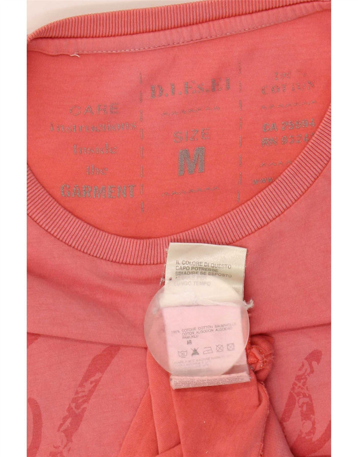 Diesel Herren-T-Shirt mit Grafik, Mittelrosa, Baumwolle