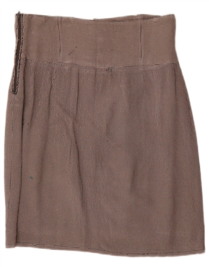 Blumarine Damen Minirock mit hoher Taille IT 42 Medium W26 Beige Hahnentrittmuster