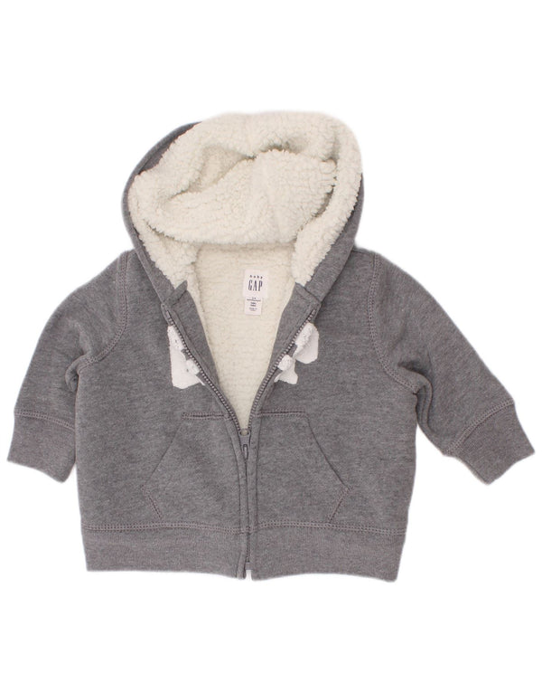 Gap Baby-Jungen-Kapuzenpullover mit grafischem Reißverschluss, 3–6 Monate, graue Baumwolle