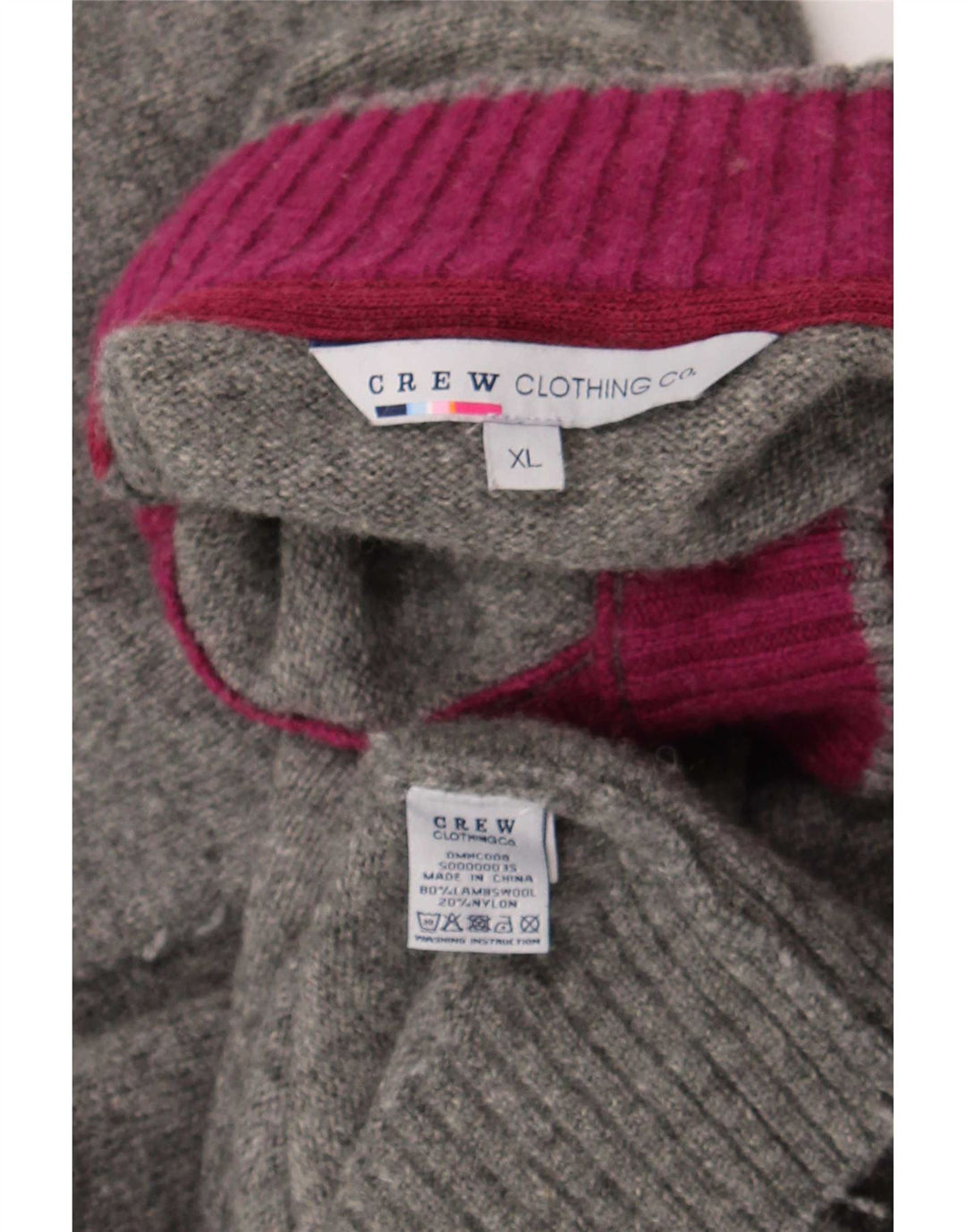 Crew Clothing Herren-Pullover mit Knopfkragen, XL, graue Wolle
