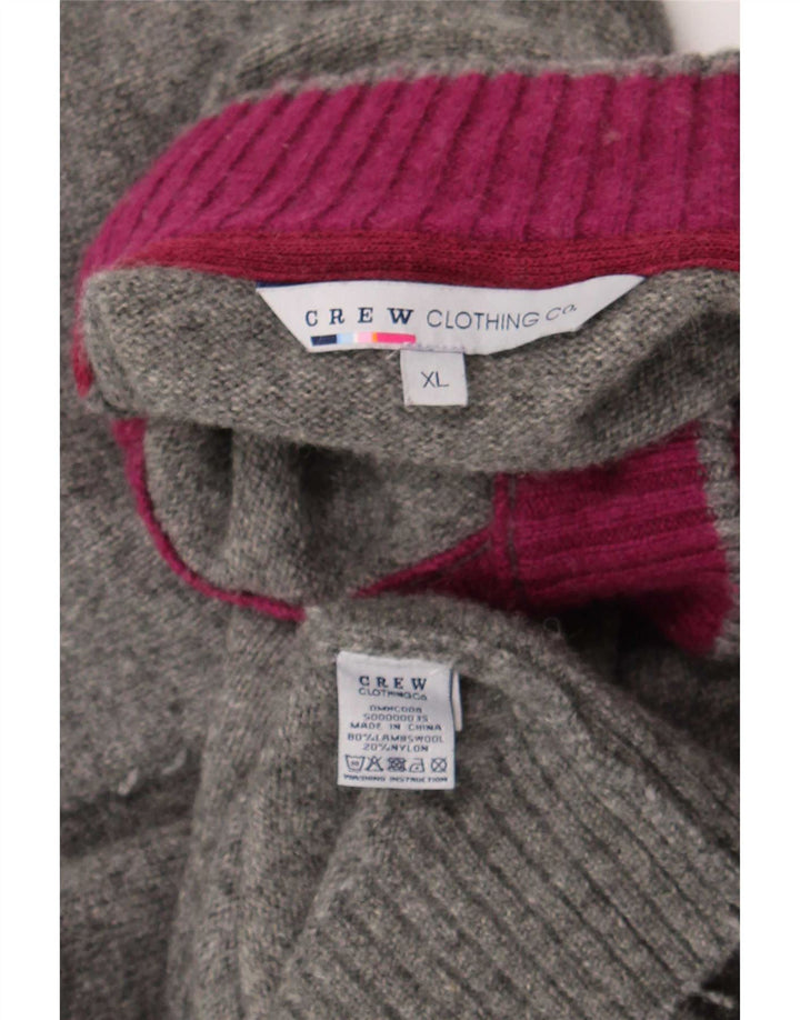 Crew Clothing Herren-Pullover mit Knopfkragen, XL, graue Wolle