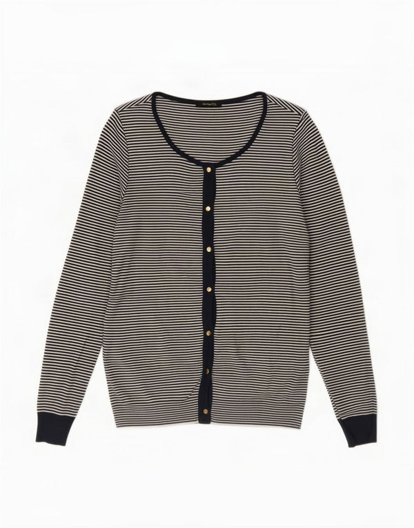 Massimo Dutti Damen-Cardigan-Pullover UK 12 Mittelmarineblau gestreift aus Baumwolle