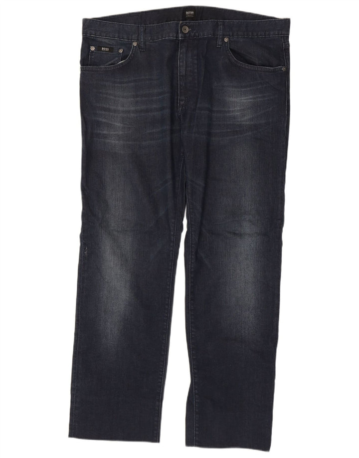Hugo Boss Herren Straight Jeans W38 L31 Marineblaue Baumwolle