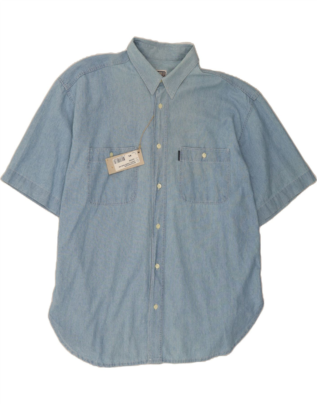 CASUCCI Mens Short Sleeve Shirt XL Blue Cotton Vintage Casucci and Second-Hand Casucci from Messina Hembry 