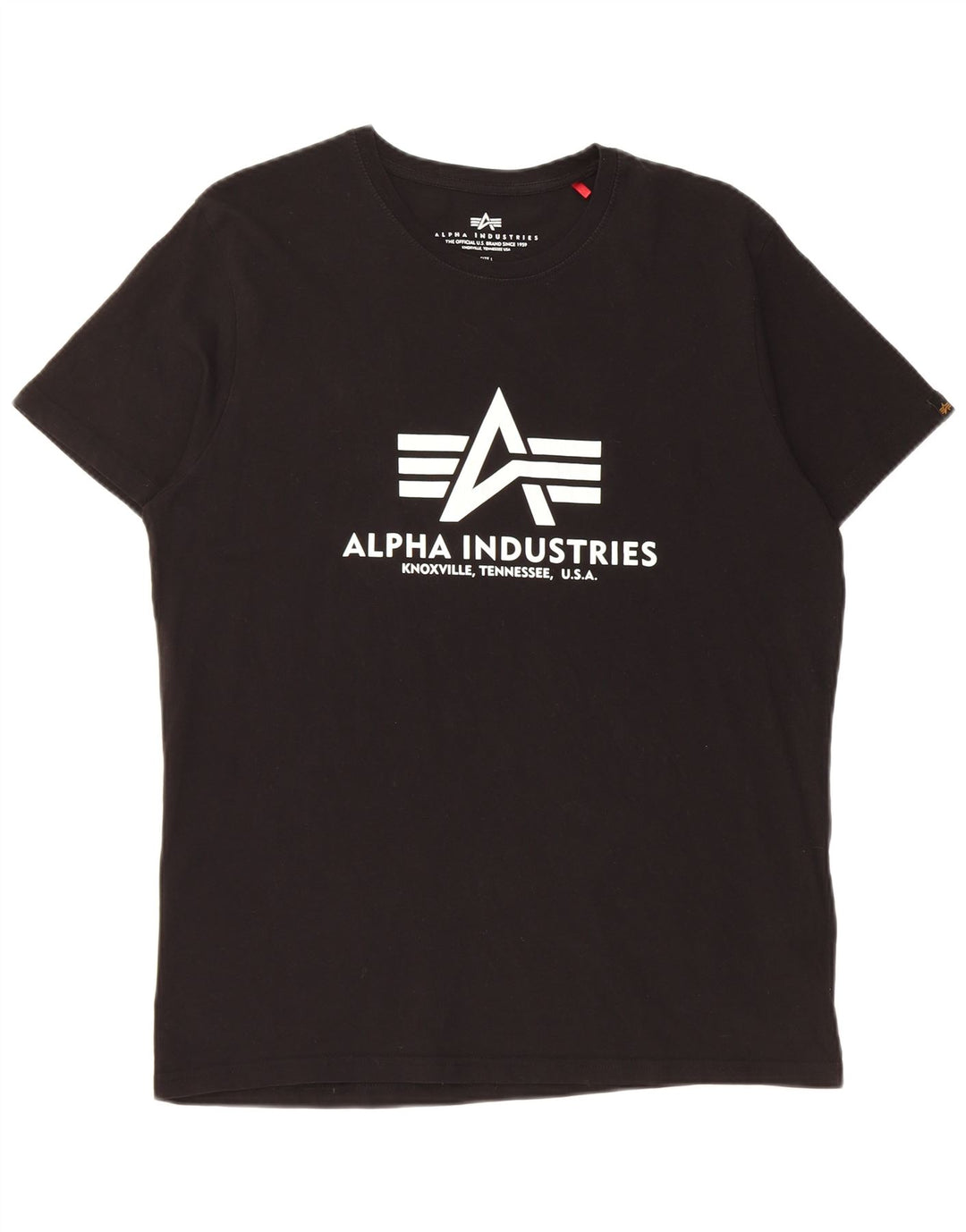 Alpha Industries Herren-T-Shirt mit Grafik, Größe L, aus schwarzer Baumwolle
