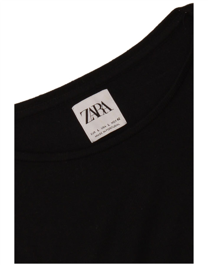 Zara Damen T-Shirt Top UK 16 Large Schwarz