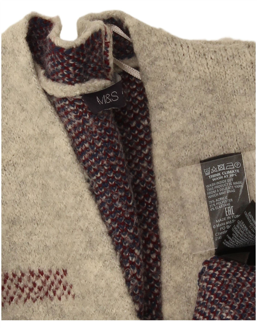 Marks & Spencer Damen Longline-Cardigan-Pullover UK 16 Large Grau kariert