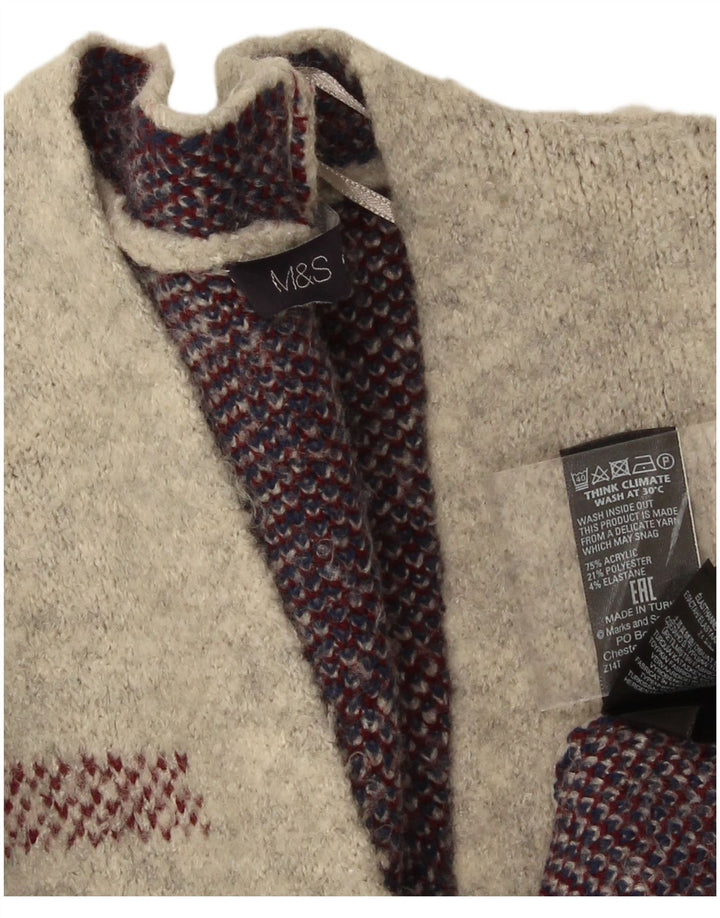 Marks & Spencer Damen Longline-Cardigan-Pullover UK 16 Large Grau kariert