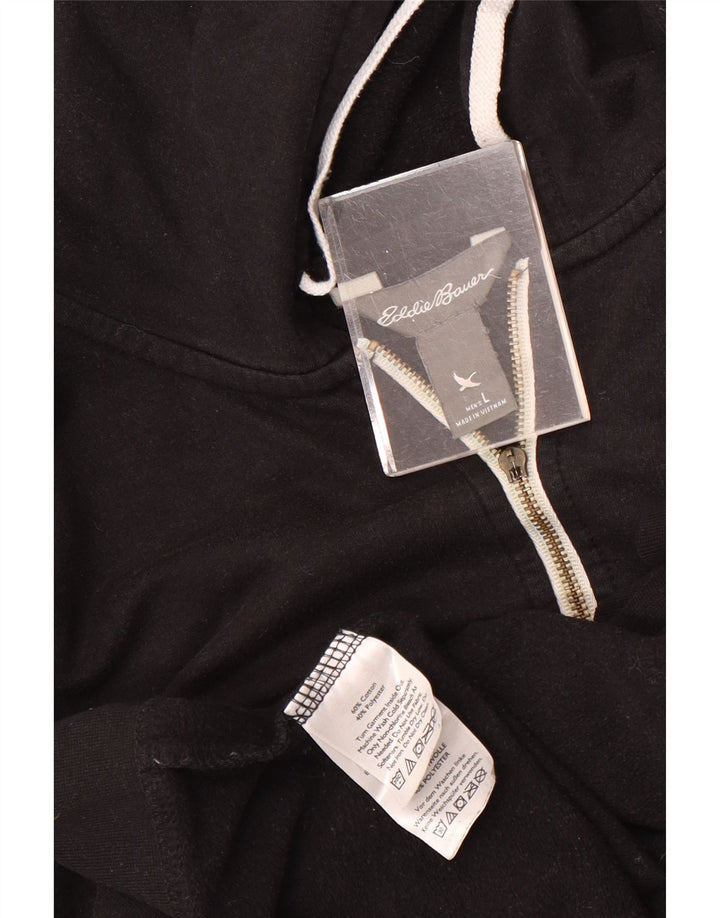 Eddie Bauer Herren-Kapuzenpullover mit Reißverschluss, groß, aus schwarzer Baumwolle