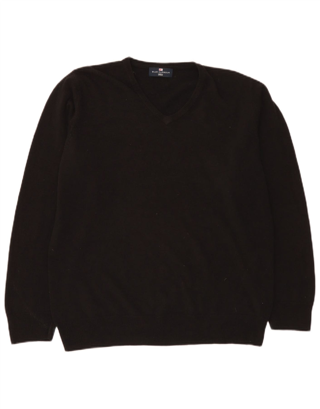 Marks & Spencer Herren Blue Harbor V-Ausschnitt Pullover Pullover Large Schwarz Acryl