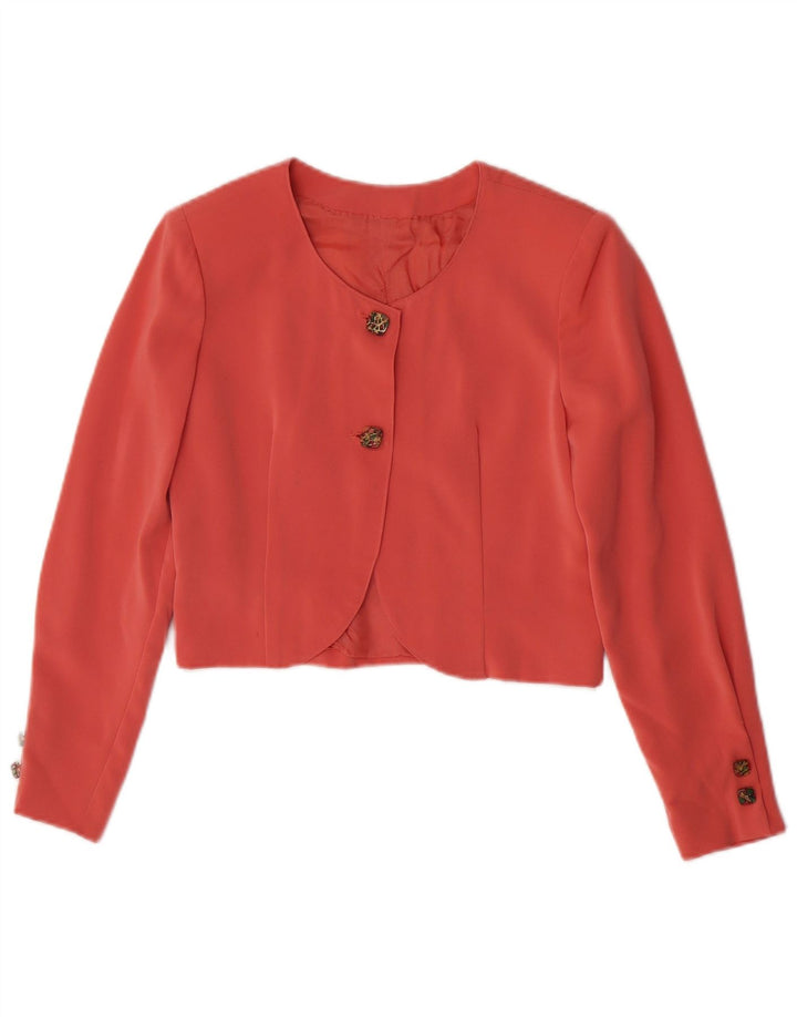 Vintage Damen Crop Bolero Jacke UK 8 Small Pink