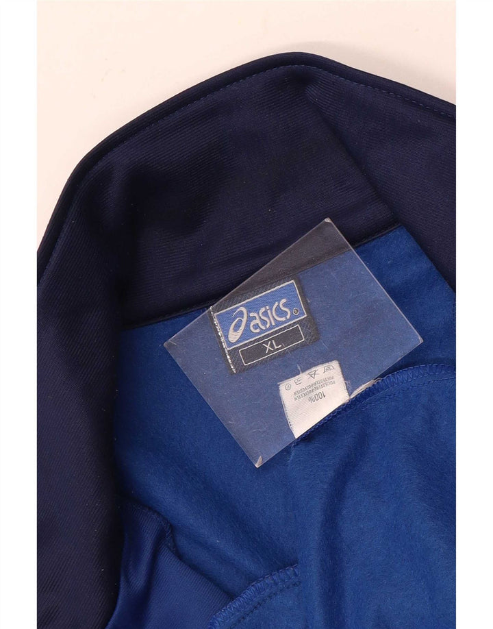 Asics Herren-Trainingsanzug mit grafischem Oberteil, XL, blaues Farbblock-Polyester