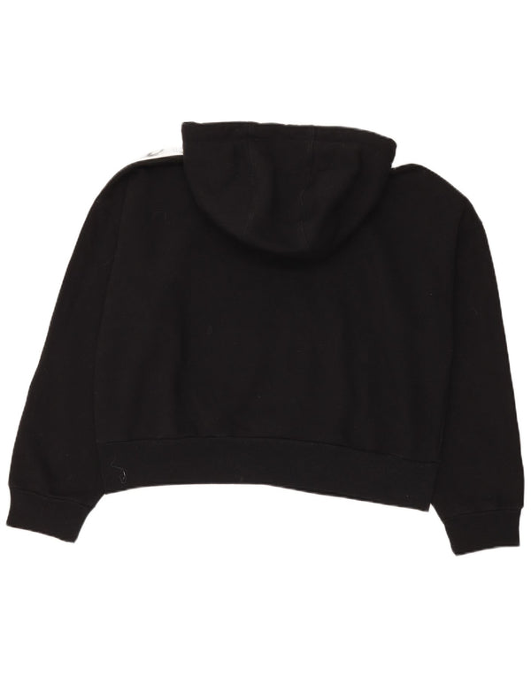 Dkny Womens Oversized Crop Graphic Hoodie Pullover UK 18 XL Schwarz Baumwolle