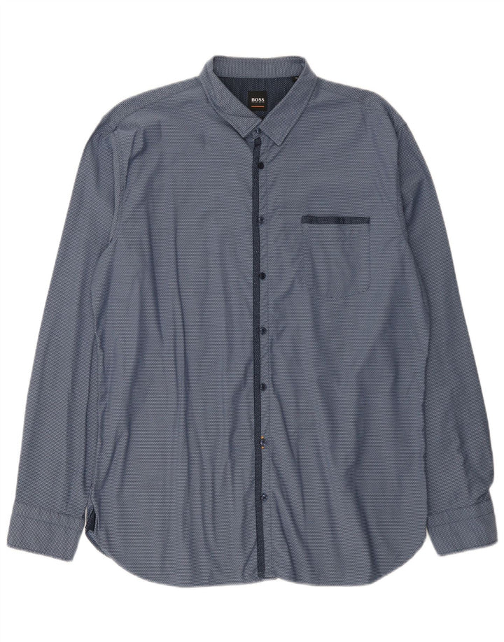 Hugo Boss Herrenhemd XL Blau gepunktet