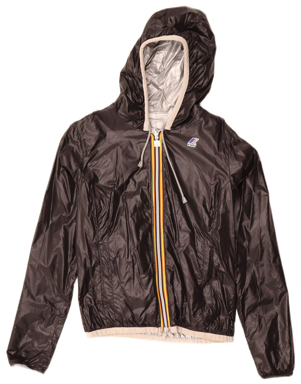 K-Way Wendejacke mit Kapuze für Jungen, 6–7 Jahre, schwarzes Polyamid