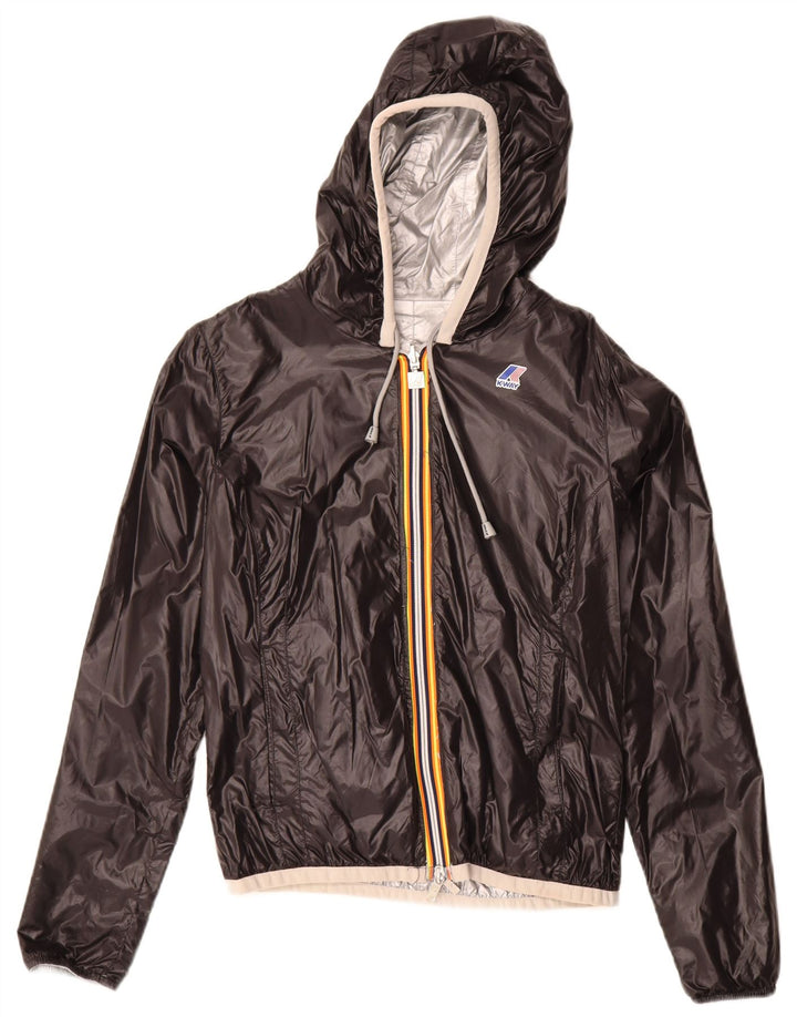 K-Way Wendejacke mit Kapuze für Jungen, 6–7 Jahre, schwarzes Polyamid