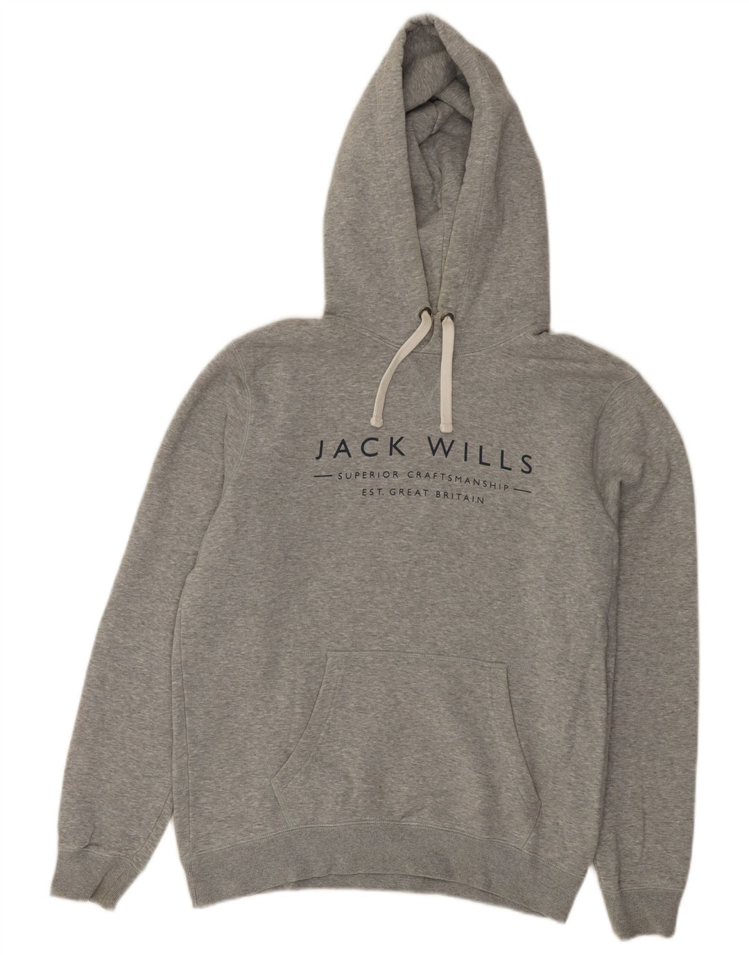 Jack Wills Herren-Kapuzenpullover mit Grafik, Größe S, graue Baumwolle