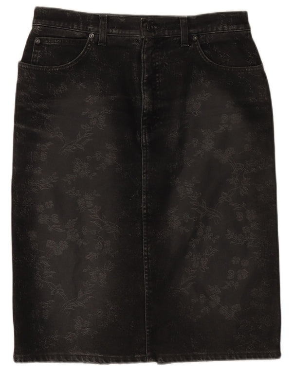 Jegains Mattiolo Damen Jeansrock W31 Medium Black Floral Cotton