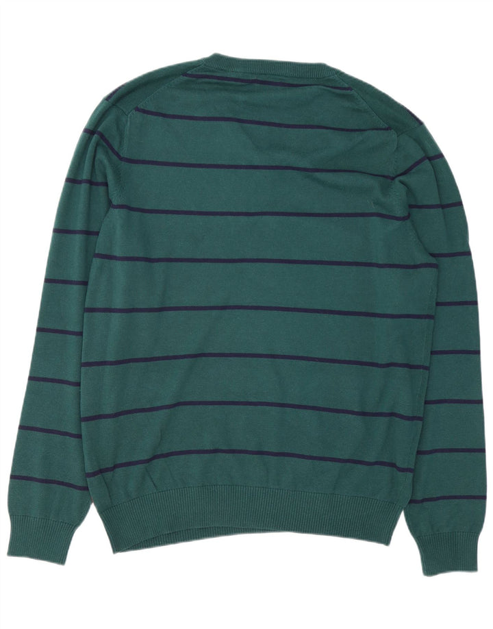 IZOD Herren-Pullover mit V-Ausschnitt, groß, grün gestreift, Baumwolle
