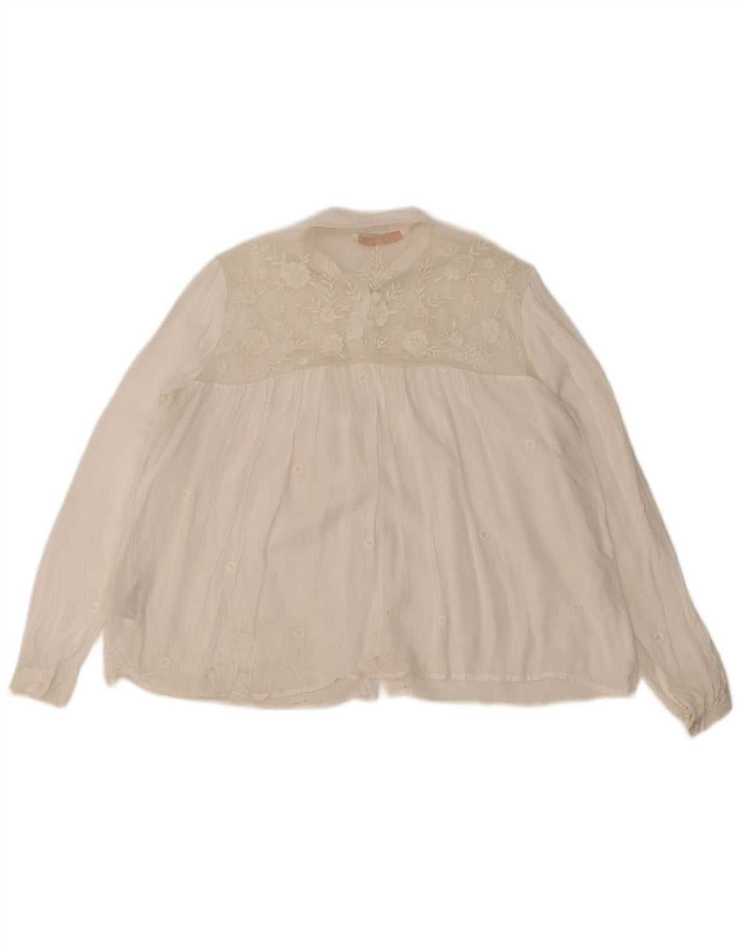 Zara Damen Trafaluc Hemdbluse UK 14 Mittelweißes Blumenpolyester