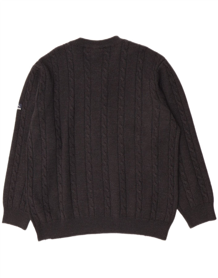 Navigare Herren-Pullover mit Rundhalsausschnitt, große graue Wolle