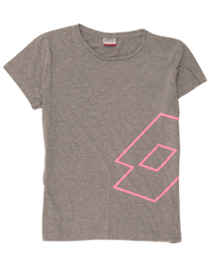 Lotto Grafik-T-Shirt für Damen, UK 14, mittelgraue Baumwolle