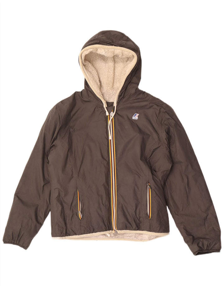 K-Way Herren-Windbreakerjacke mit Kapuze, UK 38, Mittelgrau, Polyamid