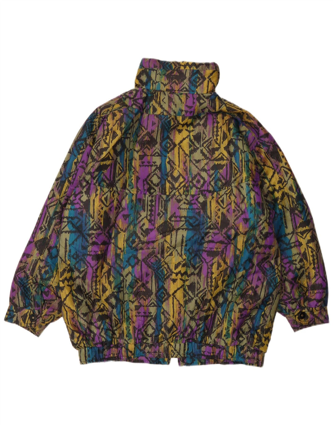 Vintage Damen übergroße gepolsterte Jacke EU 36 kleine mehrfarbige geometrische