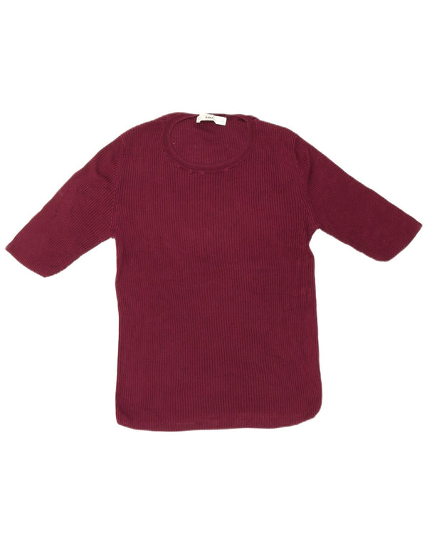 Zara Damen T-Shirt Top UK 12 Medium Burgund