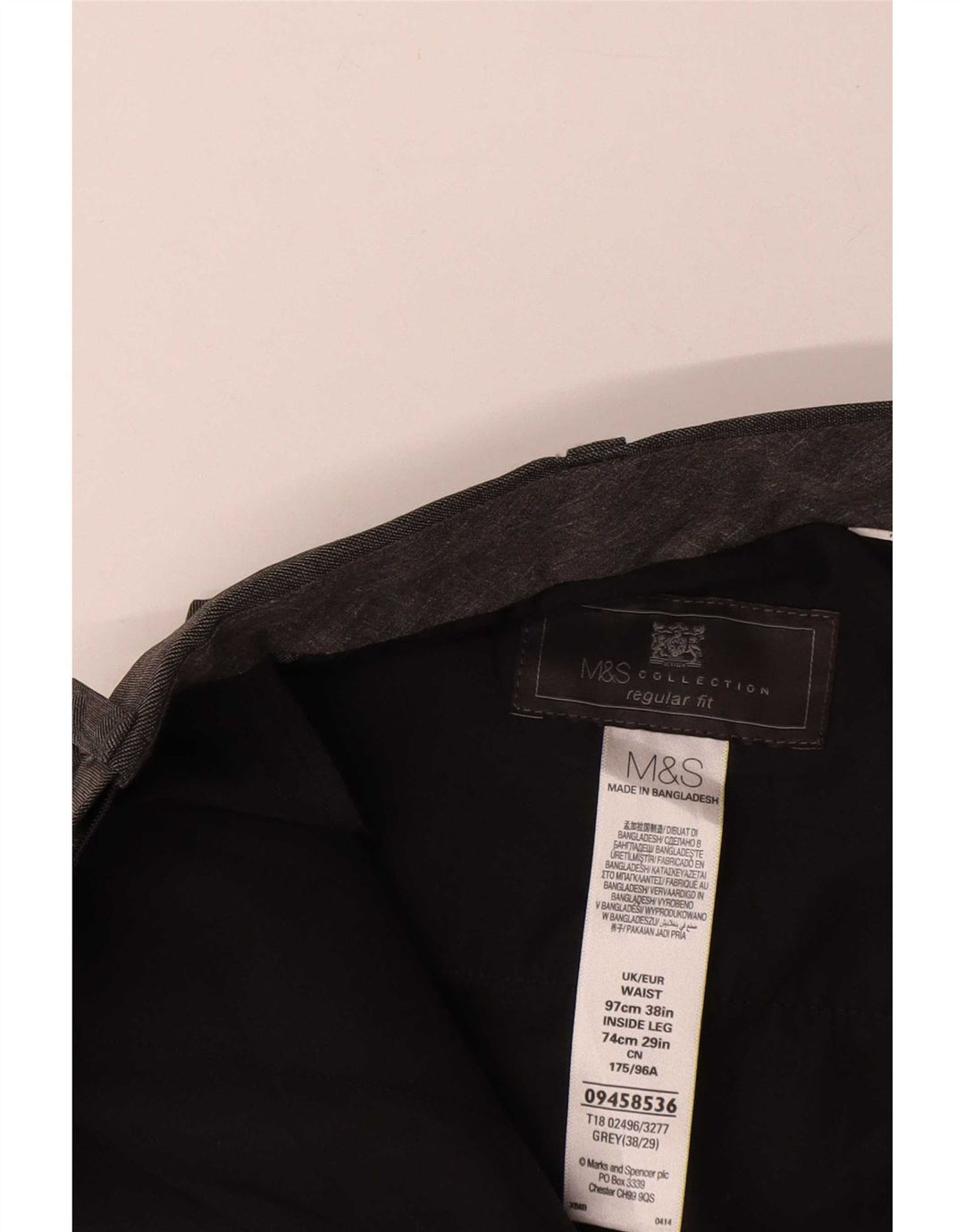 Marks & Spencer Herren-Anzughose, gerade, normale Passform, W38, L29, Grau
