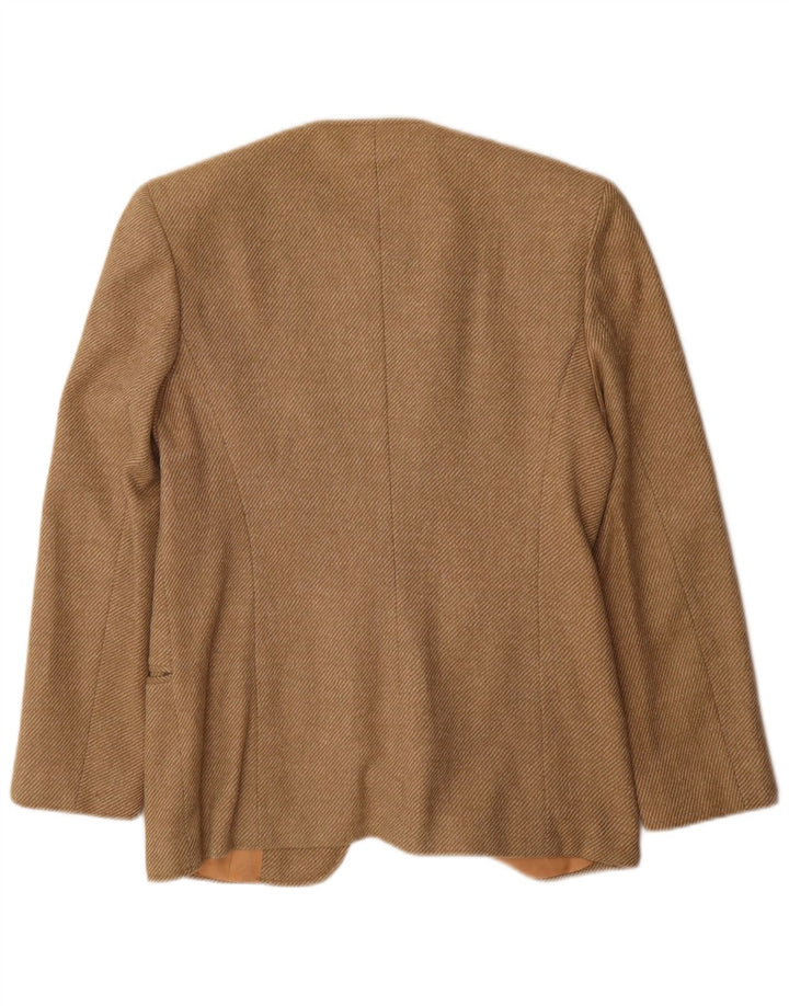 Elle Erre Damen Longline Blazer Jacke IT 44 Mittelbeige Nadelstreifen