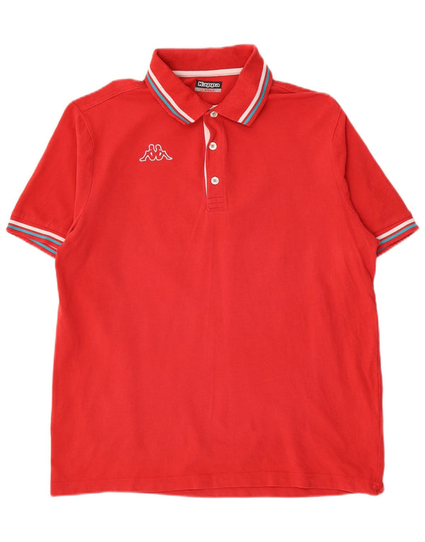 Kappa Mens Polo Shirt Large Red Striped Cotton