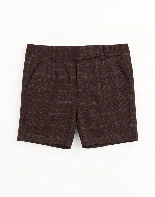 Benetton Damen Chinoshorts IT 38 XS W28 Grau karierte Wolle