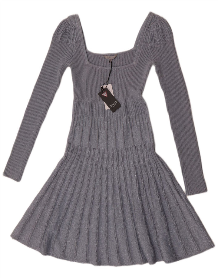 Guess Langarm-Pulloverkleid für Damen, UK 12, mittelgraues Rayon