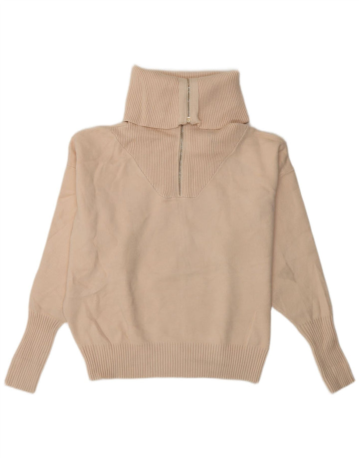 ZARA Damen-Pullover, übergroß, mit Reißverschluss, Gr. 14, Mittelbeige