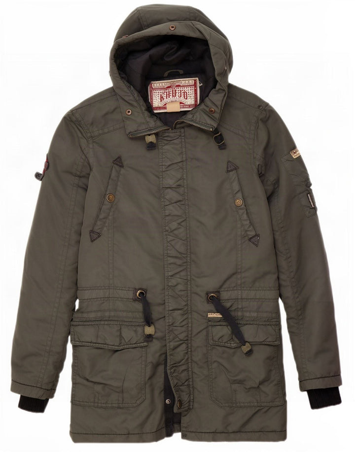 KHUJO Herren-Parka mit Kapuze, UK 36, Größe S, Grün, Polyester