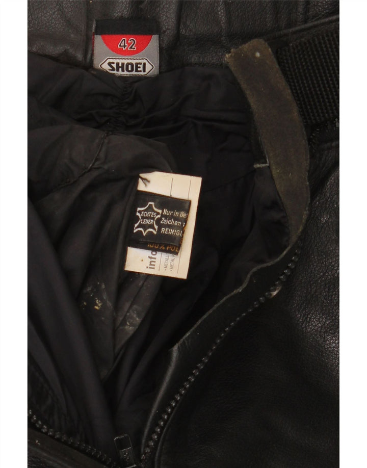 Shoei Damen Biker-Lederhose EU 42 Medium W28 L21 Schwarzes Leder