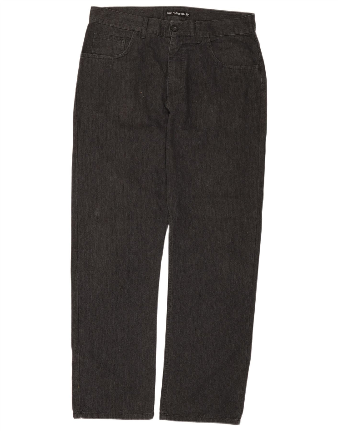 Marks & Spencer Herren-Freizeithose, gerade, W34, L31, graues Fischgrätenmuster