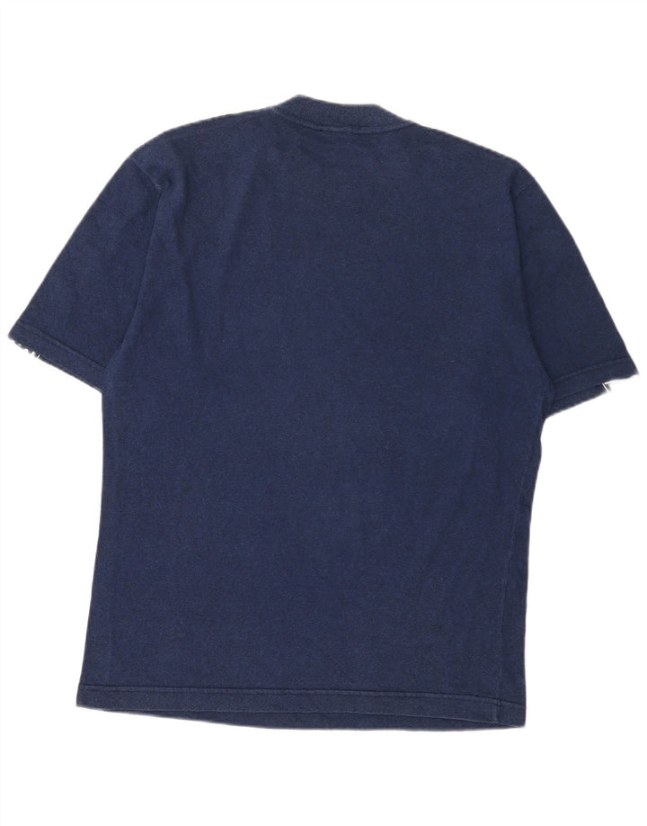 ASICS Herren-Grafik-T-Shirt-Oberteil aus mittelblauer, marineblauer Colourblock-Baumwolle