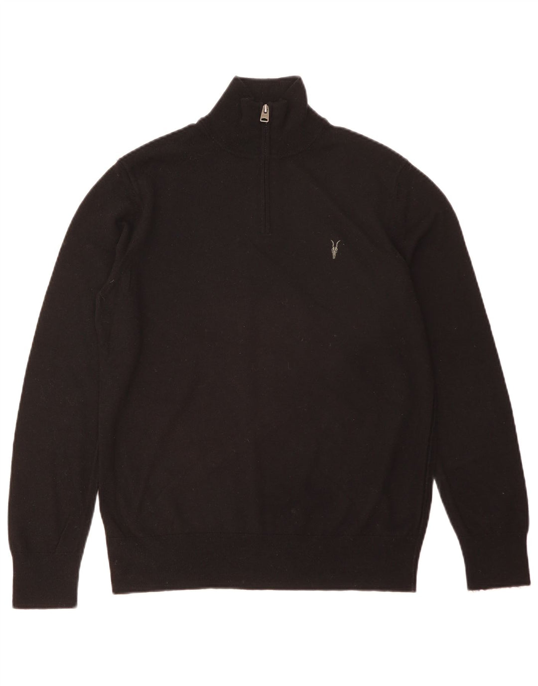 All Saints Herren-Pullover mit Reißverschluss am Hals, Mittelschwarz