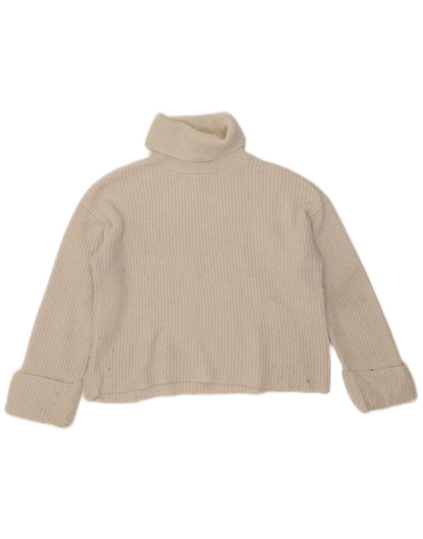 Marks & Spencer Damen Crop Rollkragenpullover Pullover UK 14 Mittelweiß