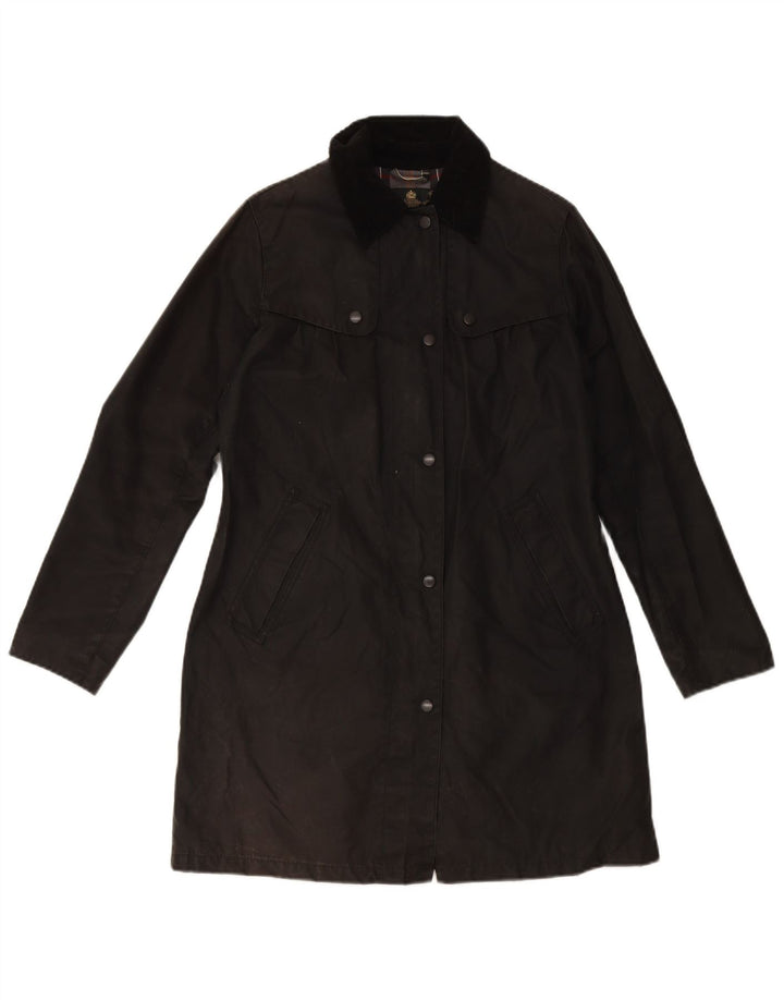 BARBOUR Damen Übergroßer gewachster Baumwollmantel UK 10 Small Schwarze Baumwolle